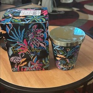 Lilly Pulitzer Black Floral Decorative Candle with Gold Lid